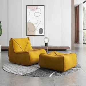 Bean Bag Chair for Adults, Modern Linen Fabric Fireside Chair, Premium Microfiber Caterpillar Sofa Couch, Corner Togo Lazy Chairs Sofa for Living Room/Bedroom/Salon/Office(Yellow,B)