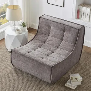 Bean Bag Chair, Lazy Floor Chair Chenille Single Couch with Backrest, Fireside Bean Bag Lounger Memory Foam Chair for Bedroom, Living Room, Reading Room and Gaming Venue, Brown