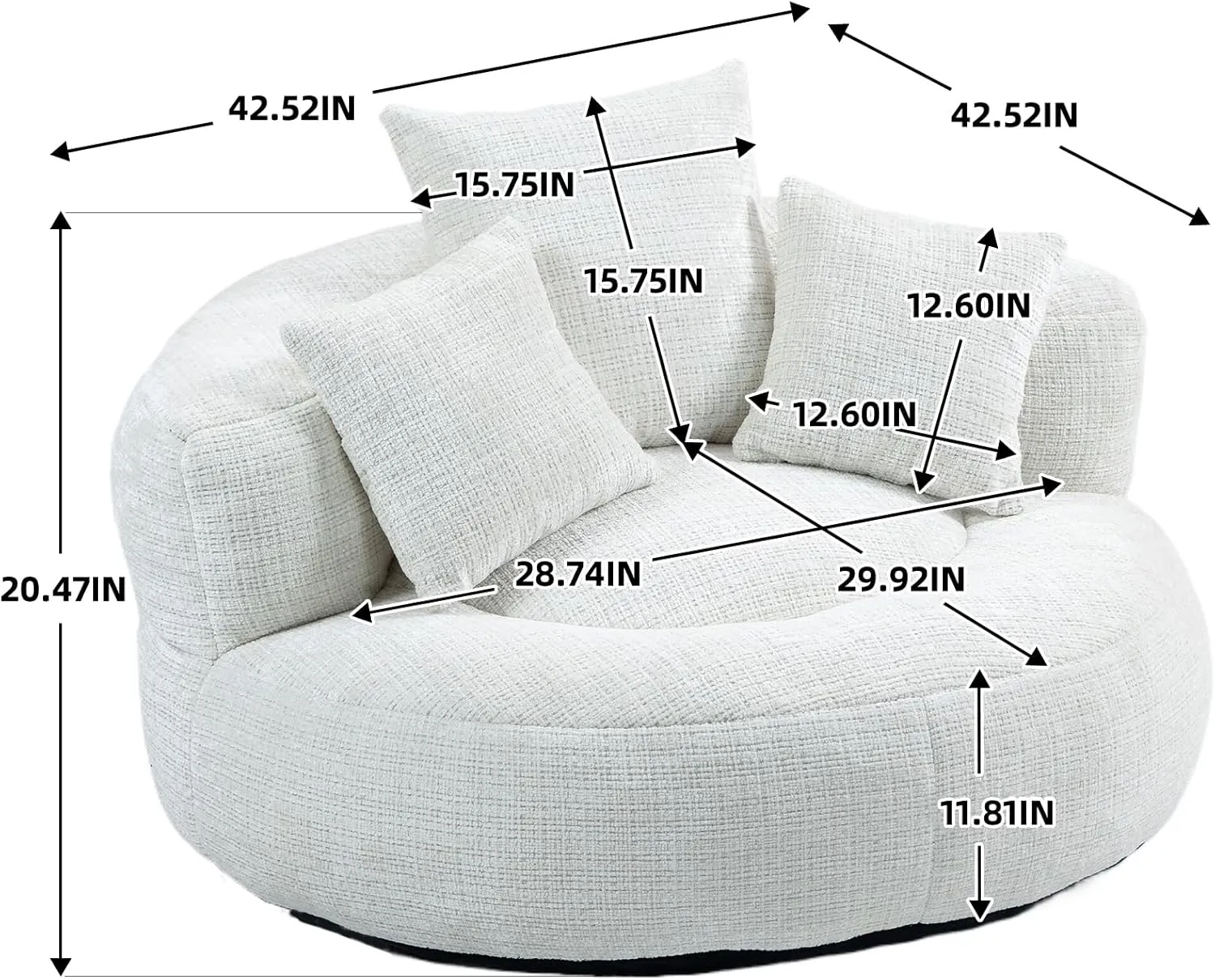 Bean Bag Chair Lazy Sofa Durable Comfort Lounger High Back Bean Bag Chair Couch for Adults and Kids, Indoor & Outdoor Accent Armchair for Living Room, Beige