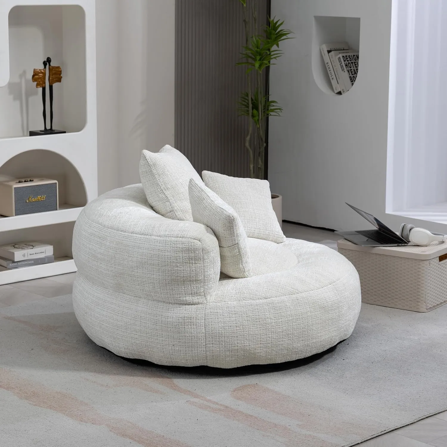 Bean Bag Chair Lazy Sofa Durable Comfort Lounger High Back Bean Bag Chair Couch for Adults and Kids, Indoor & Outdoor Accent Armchair for Living Room, Beige