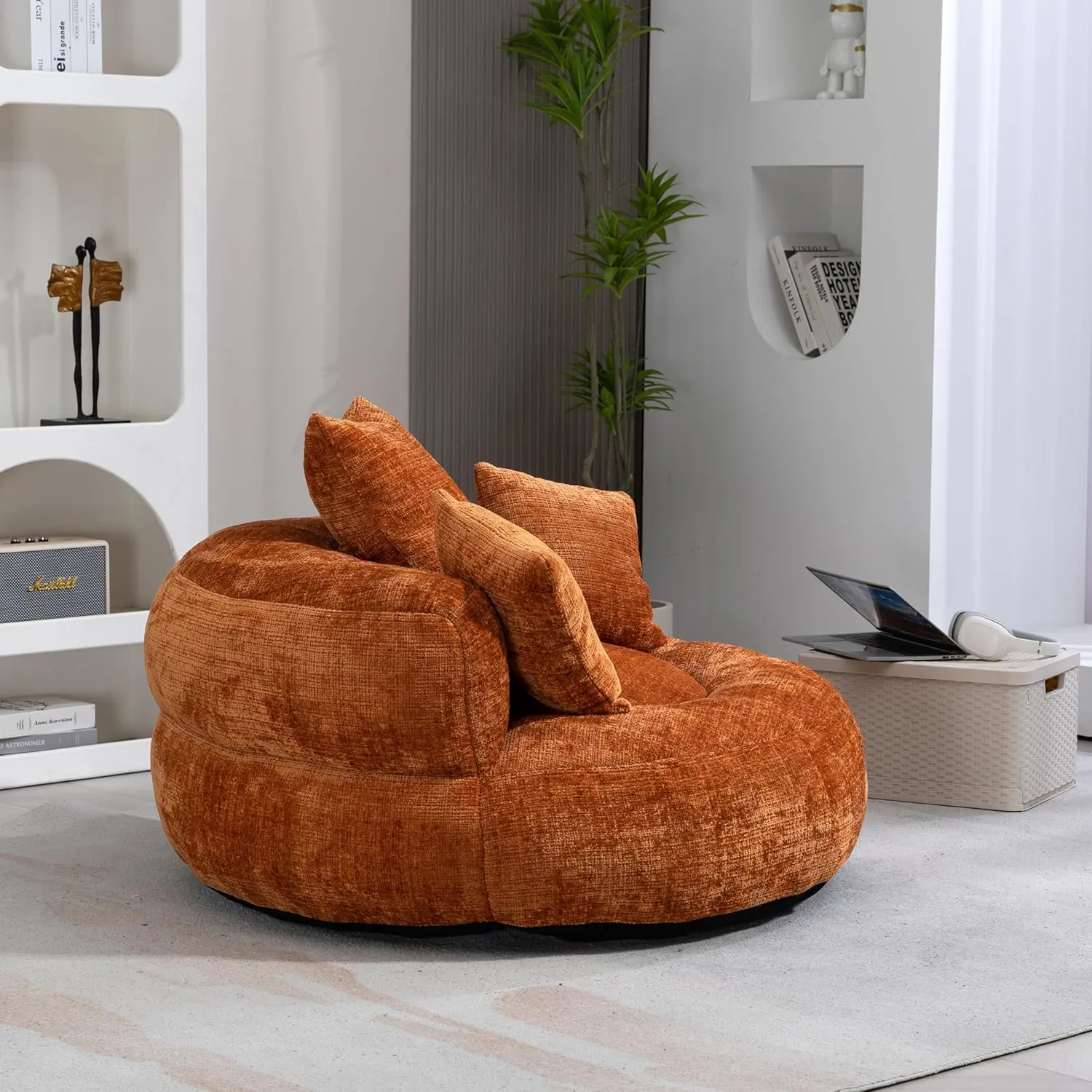 Bean Bag Chair Lazy Sofa Durable Comfort Lounger High Back Bean Bag Chair Couch for Adults and Kids, Indoor & Outdoor Accent Armchair for Living Room, Orange
