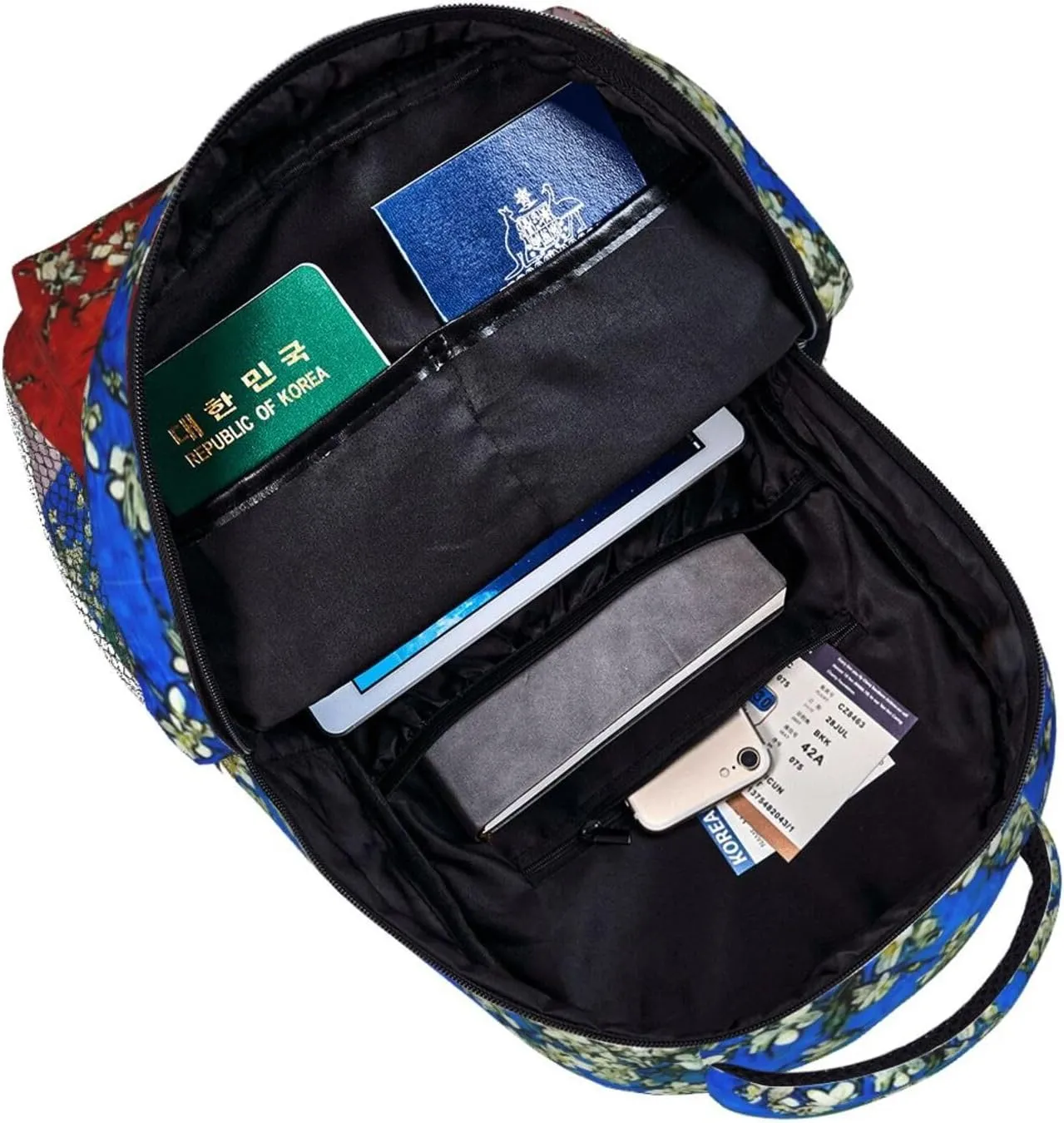 Beautiful Apricot Flower Blossom Art Daypack Backpack Polyester Multipurpose Anti-Theft Shoulder Bag Big Capacity Gym Outdoor Hiking Backpack With Smooth Zippers