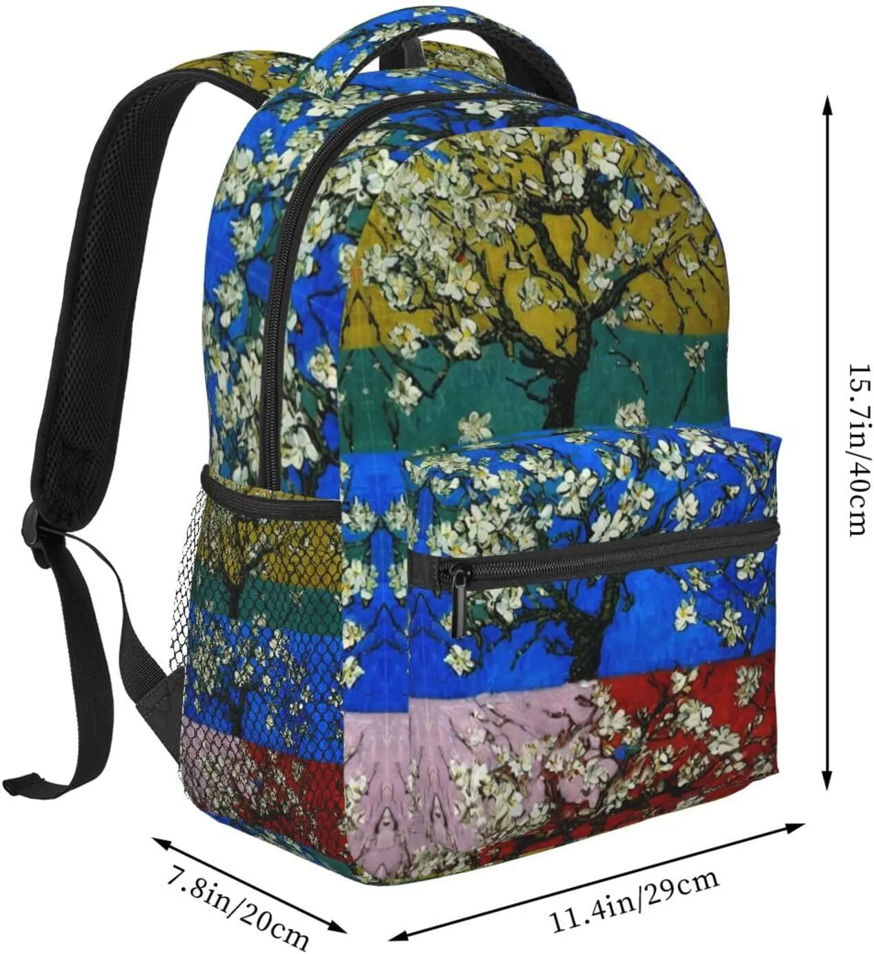 Beautiful Apricot Flower Blossom Art Daypack Backpack Polyester Multipurpose Anti-Theft Shoulder Bag Big Capacity Gym Outdoor Hiking Backpack With Smooth Zippers