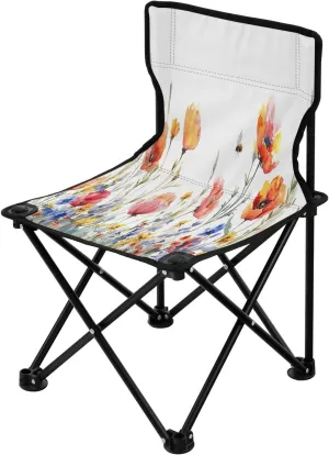 Beautiful Wildflowers Portable Outdoor Folding Chair Anti-Slip Padded Oxford Cloth Stool Camping Chair Small for Beach Hiking Fishing Gardening Quad Camp Chair