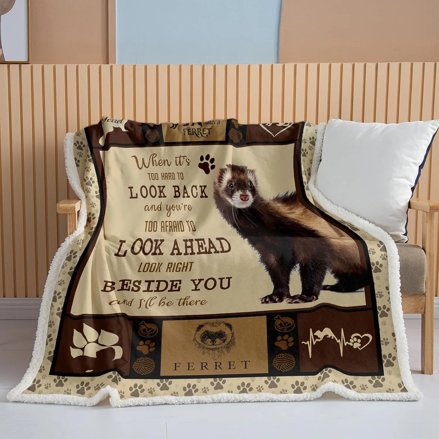 BEDMUST Ferret Blanket Soft Fuzzy Cozy Ferret Plush Throw Blanket for Crib Couch Chair Living Room Ferret Stuffed Animal Gifts for Kids Boys Women (60x80 inches)