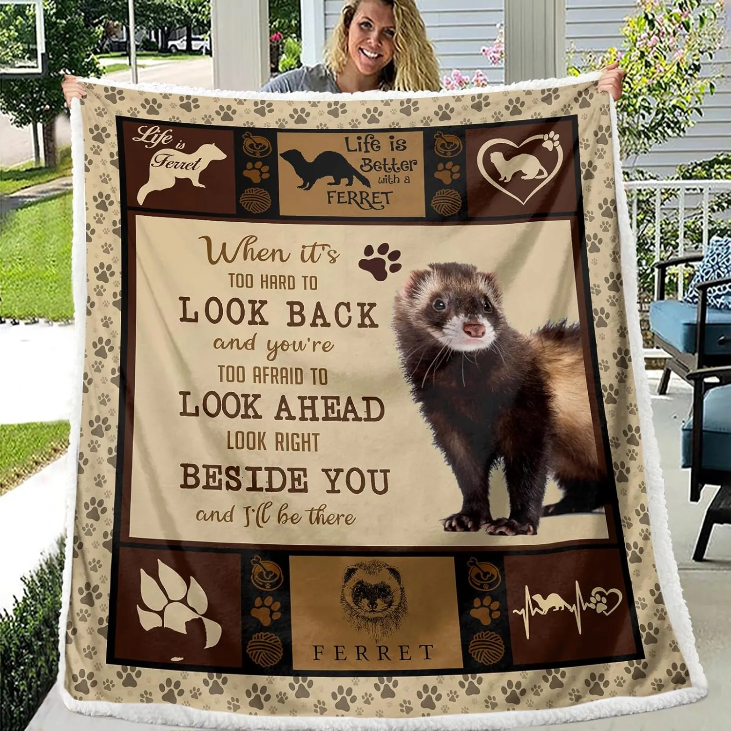 BEDMUST Ferret Blanket Soft Fuzzy Cozy Ferret Plush Throw Blanket for Crib Couch Chair Living Room Ferret Stuffed Animal Gifts for Kids Boys Women (60x80 inches)