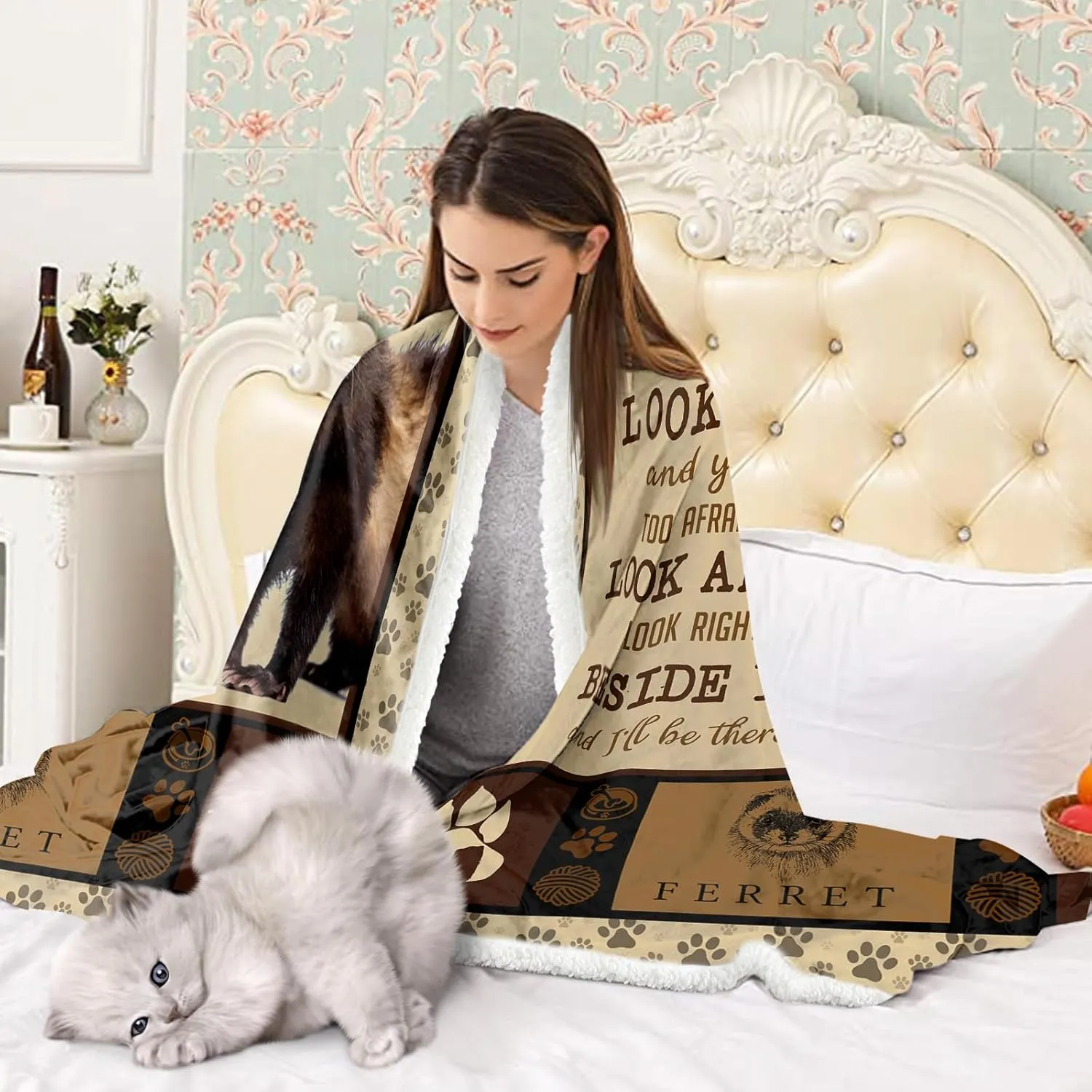 BEDMUST Ferret Blanket Soft Fuzzy Cozy Ferret Plush Throw Blanket for Crib Couch Chair Living Room Ferret Stuffed Animal Gifts for Kids Boys Women (60x80 inches)