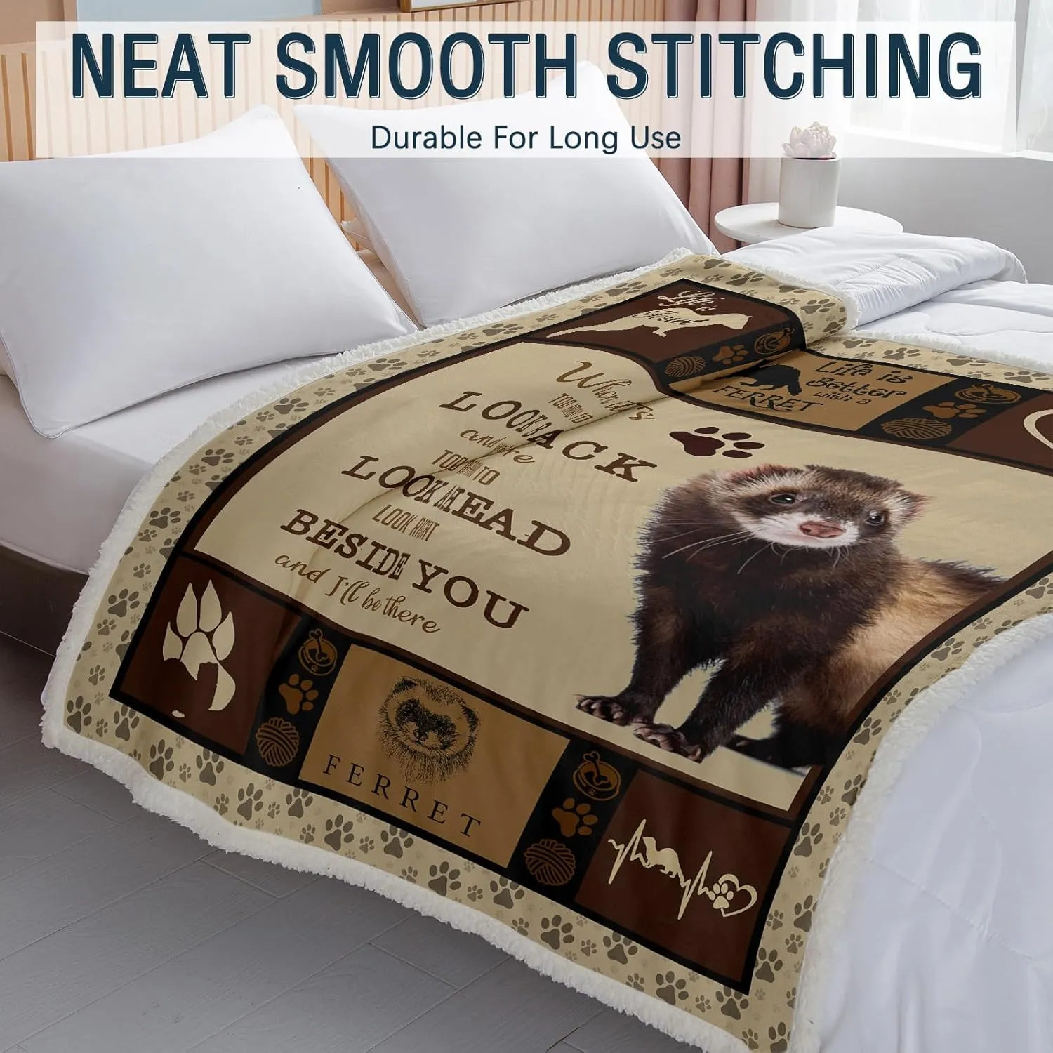 BEDMUST Ferret Blanket Soft Fuzzy Cozy Ferret Plush Throw Blanket for Crib Couch Chair Living Room Ferret Stuffed Animal Gifts for Kids Boys Women (60x80 inches)