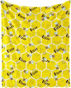 Bee Throw Blanket - Soft Flannel Blankets for Girls Boys Kids Bee Lovers - Warm Animal Throw Blankets for All Season Lap, Chair, Sofa - 50"x40"