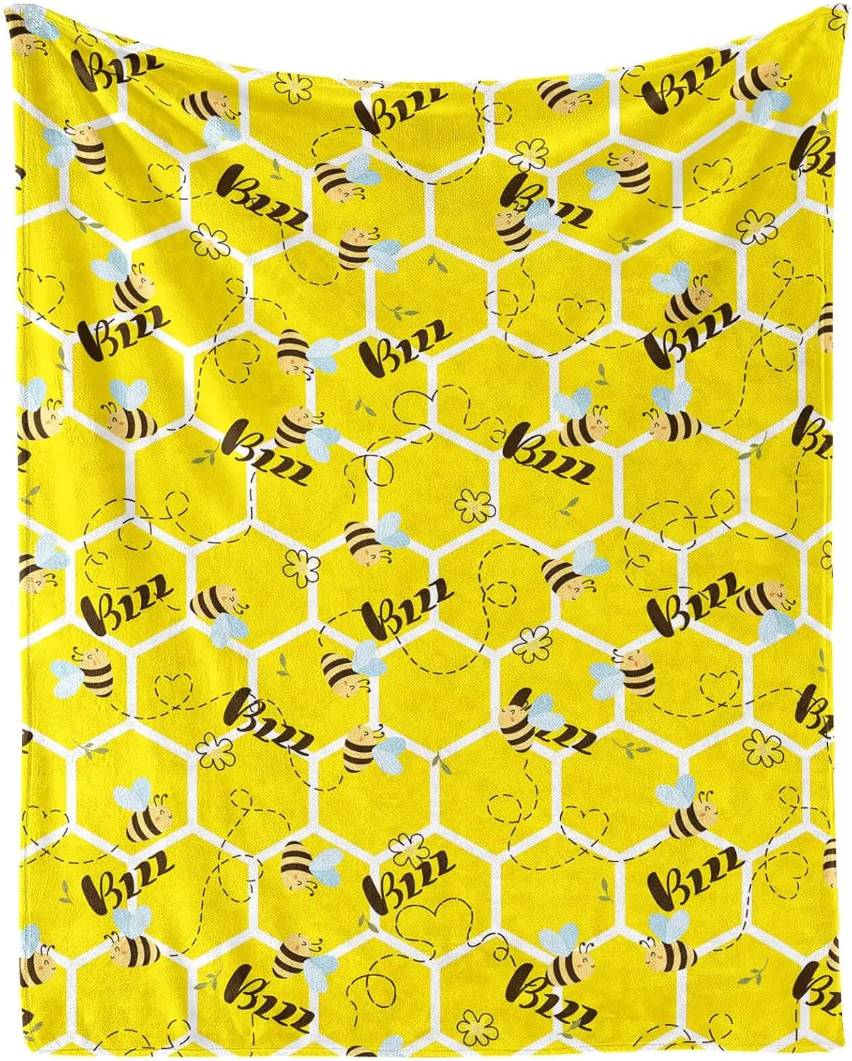Bee Throw Blanket - Soft Flannel Blankets for Girls Boys Kids Bee Lovers - Warm Animal Throw Blankets for All Season Lap, Chair, Sofa - 50"x40"