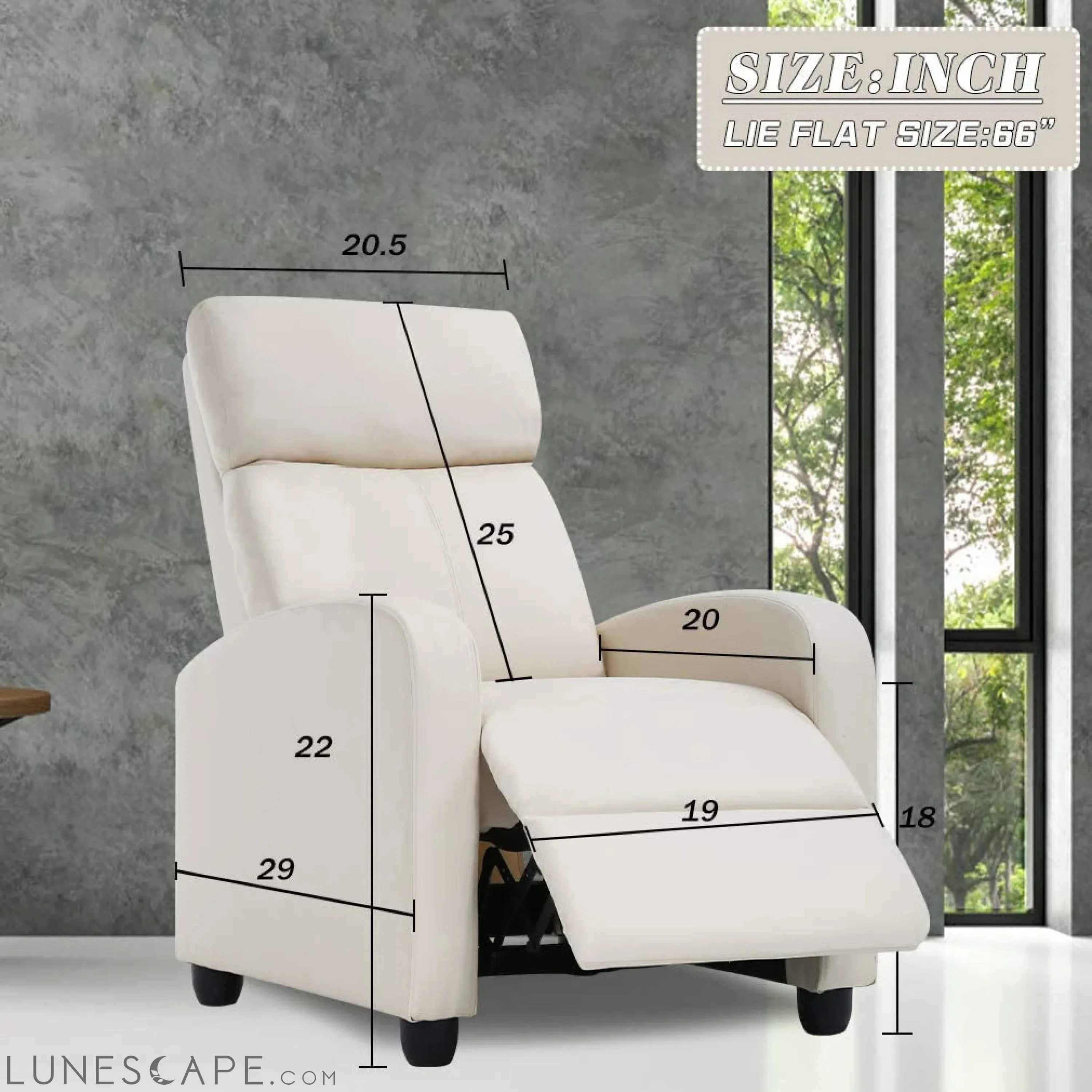 Beige Leather Massage Recliner Sofa
