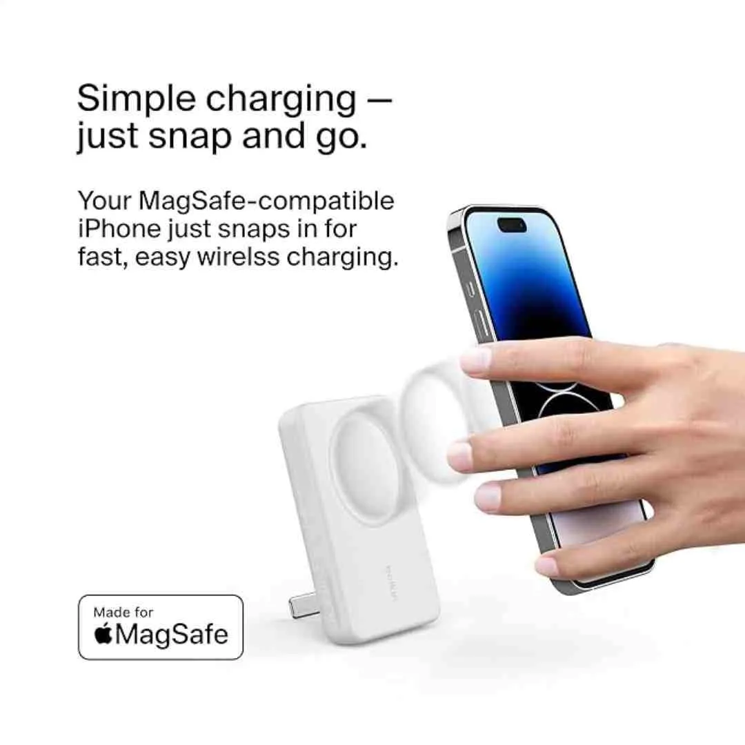 Belkin 5000 mAH Magsafe Wireless Power Bank White USB Type C