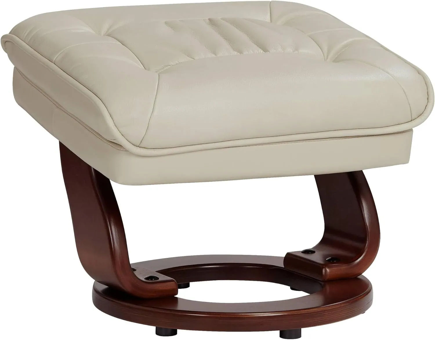 Benchmaster Kyle Taupe Swivel Faux Leather Recliner with Ottoman Chair Modern Armchair Ergonomic Push Manual Reclining Footrest Upholstered Bedroom Living Room Reading Home Relax Office