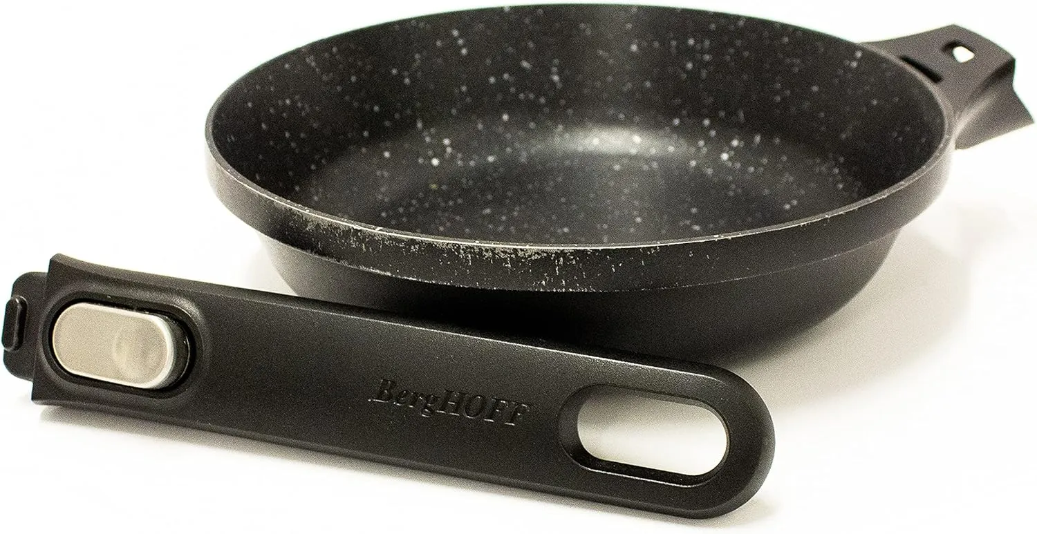 Berghoff GEM Non-Stick Cast Aluminum Frying Pan 8" 1.2 qt. Black Stay-Cool Detachable Handle Ferno-Green PFOA-Free Induction Cooktop Fast Heating Oven Safe
