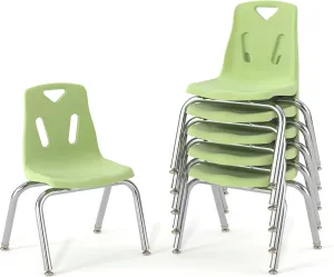 Berries Jonti-Craft 8144JC6130 Stacking Chairs with Chrome-Plated Legs, 14" Height, Key Lime, Pack of 6