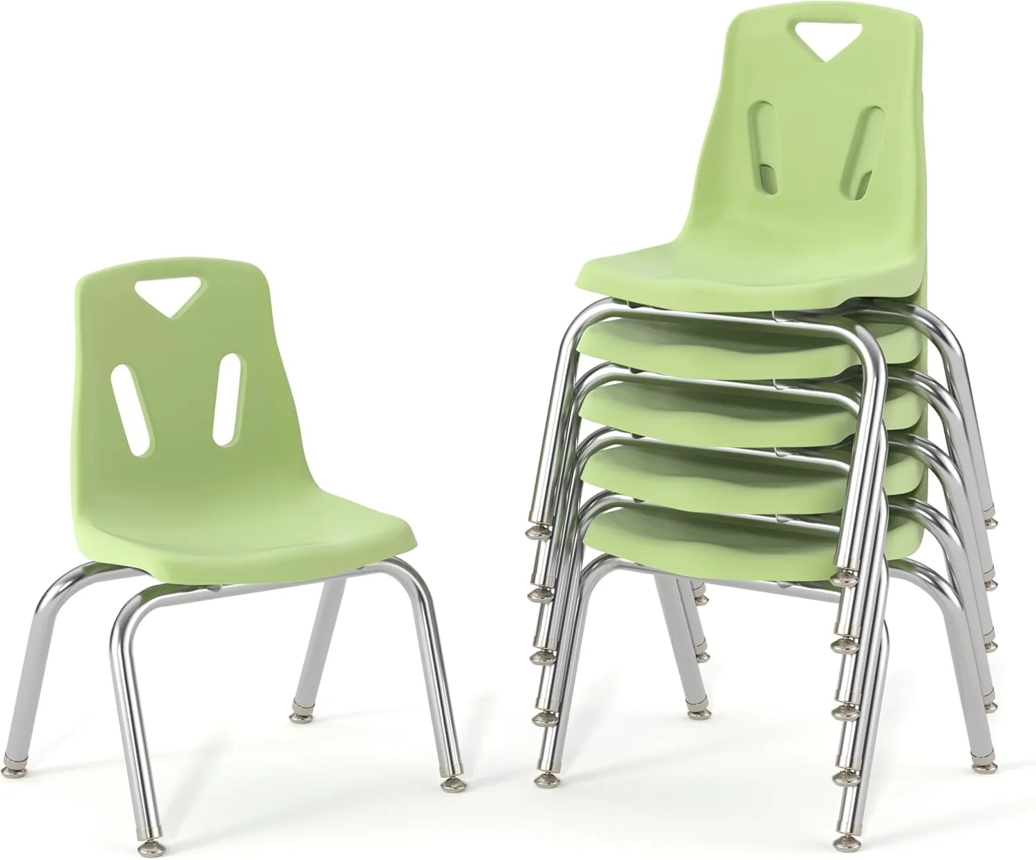 Berries Jonti-Craft 8144JC6130 Stacking Chairs with Chrome-Plated Legs, 14" Height, Key Lime, Pack of 6