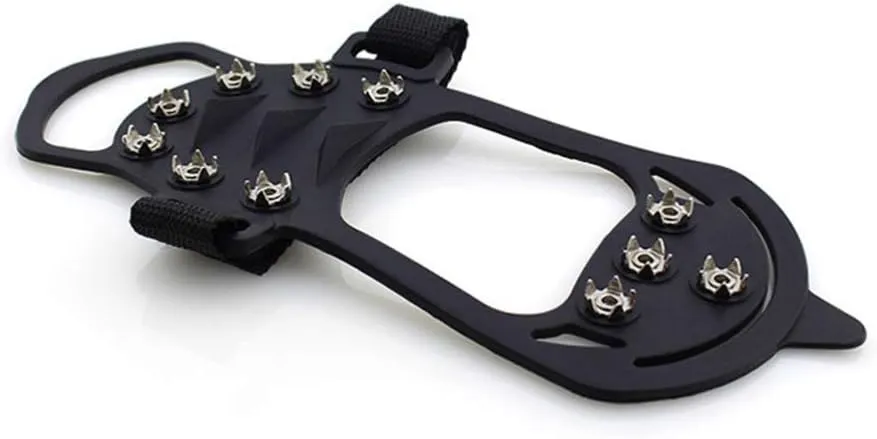 BESPORTBLE 11 Teeth Non Slip Snow Shoe Spikes Ice Grips Cleats Protective Shoes Cover Crampons for Outdoor Climbing (Size S Black) 1 Pair