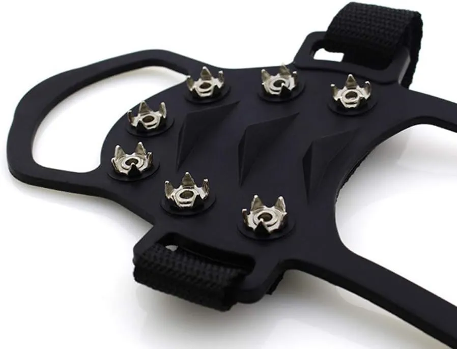BESPORTBLE 11 Teeth Non Slip Snow Shoe Spikes Ice Grips Cleats Protective Shoes Cover Crampons for Outdoor Climbing (Size S Black) 1 Pair
