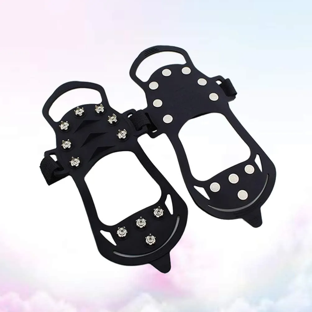 BESPORTBLE 11 Teeth Non Slip Snow Shoe Spikes Ice Grips Cleats Protective Shoes Cover Crampons for Outdoor Climbing (Size S Black) 1 Pair