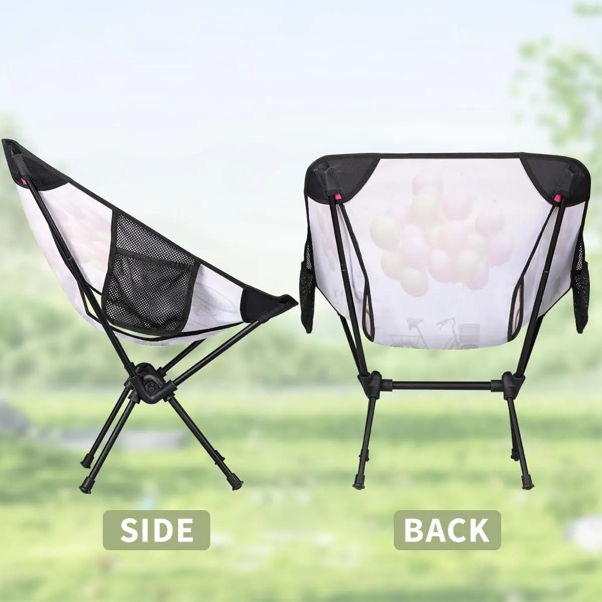 Bicycle Balloons Portable Camping Chair Lightweight Folding Backpacking Chair, Compact Foldable Beach Seat with Carry Bag for Outdoor Hiking Fishing Travel