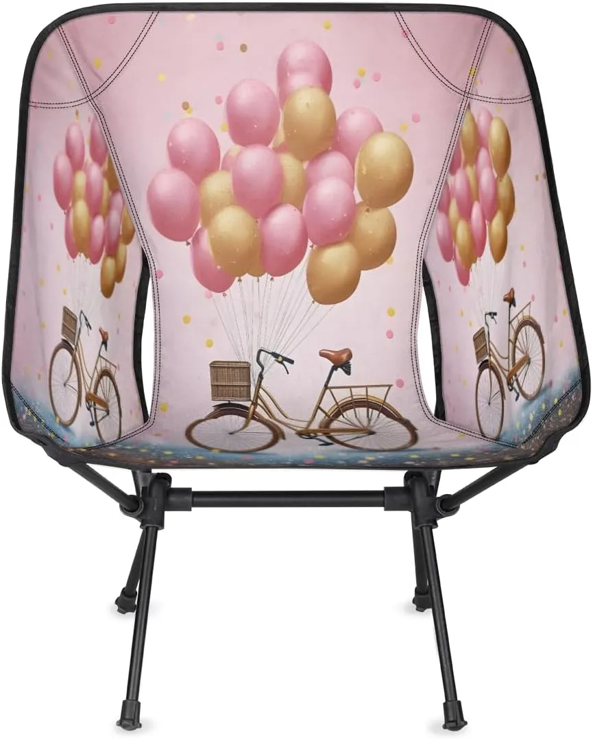 Bicycle Balloons Portable Camping Chair Lightweight Folding Backpacking Chair, Compact Foldable Beach Seat with Carry Bag for Outdoor Hiking Fishing Travel