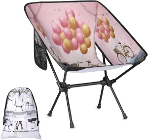 Bicycle Balloons Portable Camping Chair Lightweight Folding Backpacking Chair, Compact Foldable Beach Seat with Carry Bag for Outdoor Hiking Fishing Travel