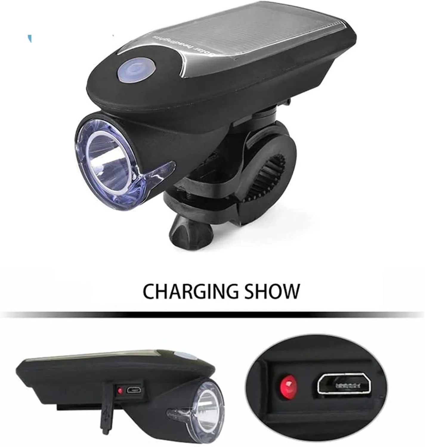 Bike Front Lights and Back Solar Bicycle Light Sets USB Rechargeable LED 3 Modes Safety Warning Lamp for Women Men MTB Cycling