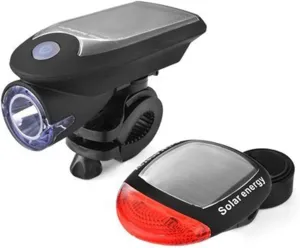 Bike Front Lights and Back Solar Bicycle Light Sets USB Rechargeable LED 3 Modes Safety Warning Lamp for Women Men MTB Cycling