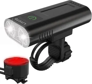 Bike Lights Front and Back 6400 mAh Bicycle Light Set USB C Rechargeable Super Bright 1200 Lumen Bike Headlight and Tail Light for Night Riding Road and Mountain LED Cycling Accessories