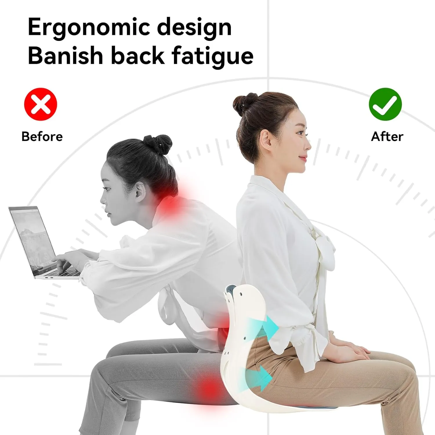 BKT Lumbar Support Seat Cushions Oversized Edition Ergoromic Office Chair for Students Office Workers Nursing Mothers Long Sitting Outdoor Fishing Floor Chair (Misty Blue, Oversized Edition)