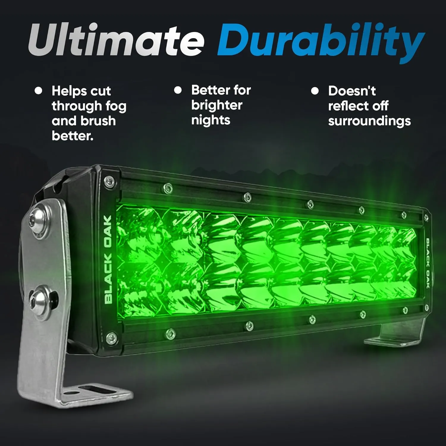 Black Oak LED Curved Green Hog Hunting Light Bar, 50-Inch Double Row LED Light Bar, Combo Optics, for Off-Road, Boats, Hunting Stands, Campsites, Hardware Included (50 Inch)