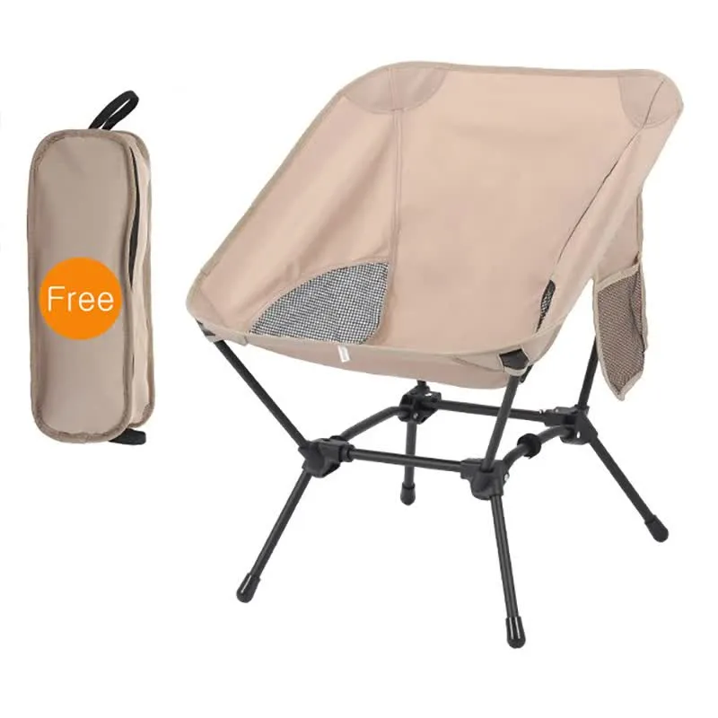 Black Portable Lightweight Folding Beach Chair - Compact Fishing