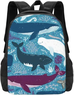 Blue Cartoon Sharks Lightweight Packable Backpack Travel Casual Hiking Daypack Foldable Backpack For Men Women