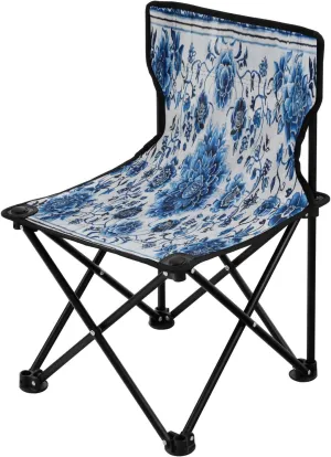 Blue Mandala Flower Portable Outdoor Folding Chair Anti-Slip Padded Oxford Cloth Stool Camping Chair Small for Beach Hiking Fishing Gardening Quad Camp Chair