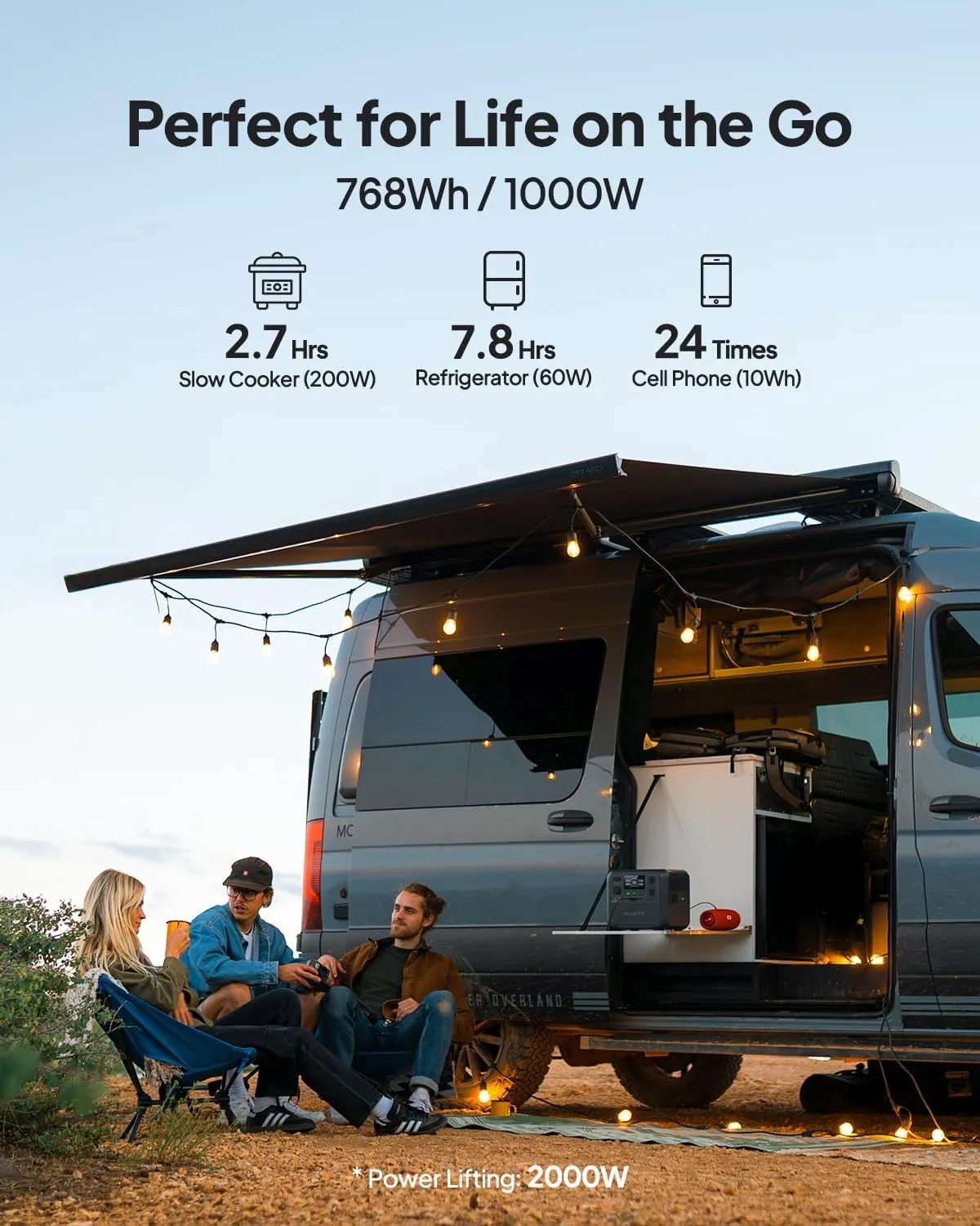 BLUETTI Solar Generator AC70 with 200W Solar Panel (Ships Separately), 768Wh with 2 1,000W (Power Lifting 2,000W) AC Outlets, 0-80% in 45 Min, LFP Backup Power for Camping, Travel