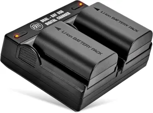 BM Premium 2 Pack of LP-E6NH High Capacity Batteries and Dual Bay Battery Charger for Canon EOS R EOS R5 EOS R6 EOS R6 II EOS R7 EOS 90D EOS 60D EOS 70D EOS 80D EOS 6D II EOS 7D EOS 7D Mark II Cameras