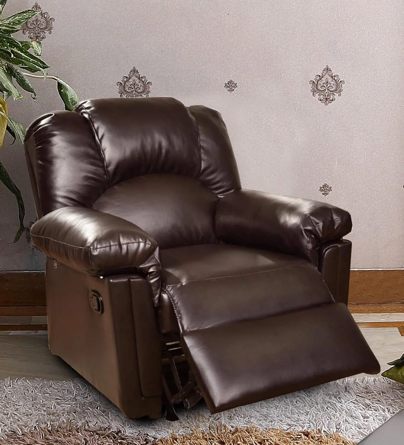 BM171425 41 X 35 X 35 In. Bonded Leather Rocker & Recliner Brown