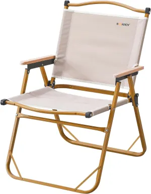 BOOSDEN Camp Chair, Portable Outdoor Wide Folding Camping Chairs, Ultralight Beach Chair with Wooden Handle for Picnic Lawn Leisure Park Travel Hiking Fishing, Foldable Chairs Support 330Lbs