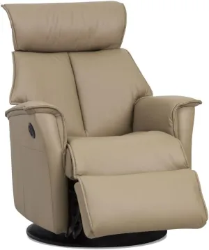 Boss Large RM 387 Leather Relaxer Recliner Swivel Glider Chair - Power Recline Trend Pebble Leather w/USB -