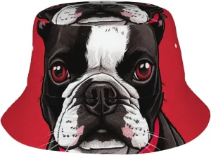 Boston Terrier Dog Red Sun Bucket Hats for Men Women UPF 50  Beach Hats Packable Sun Hat Summer Fisherman Cap