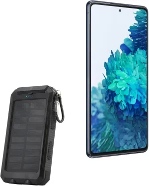BoxWave Power Bank Compatible with Samsung Galaxy S20 FE - Solar Rejuva PowerPack (10000mAh), Solar Powered Backup Power Bank 10000mAh - Jet Black