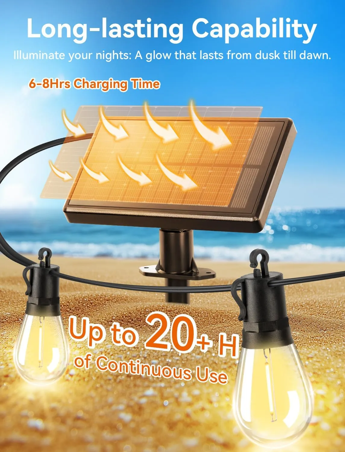 Brightever Solar Powered Outdoor String Lights with Remote, 27FT Commercial Grade Waterproof Solar Patio Lights, 12 1 Shatterproof LED Bulbs 3 Lighting Modes, Dimmable Solar Lighting for Outside