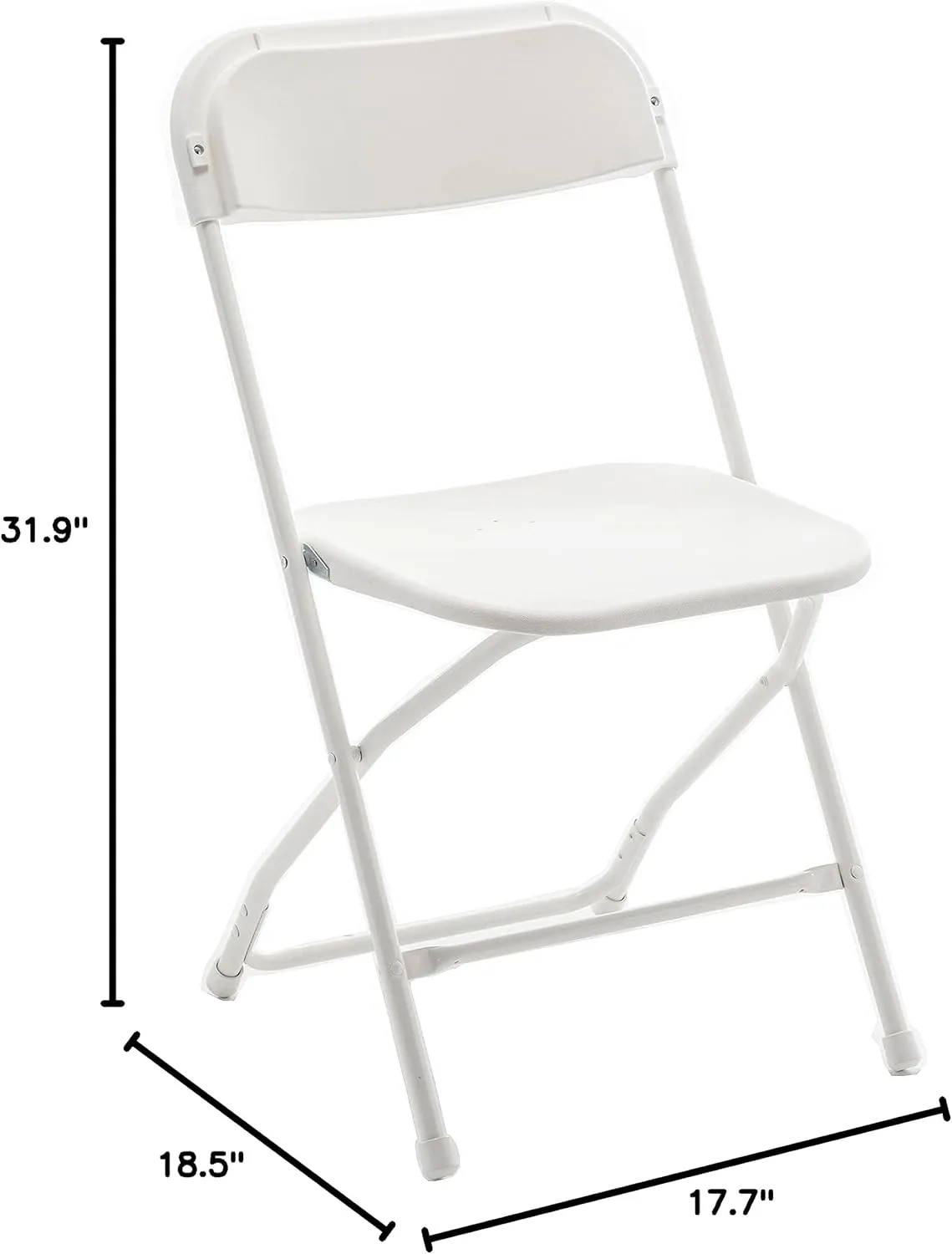 BTEXPERT Set of 10, White Plastic Folding Chairs Steel Frame Commercial 650LB High Weight Capacity Event Chair Lightweight for Office Wedding Party Picnic Kitchen Dining Church School - 10