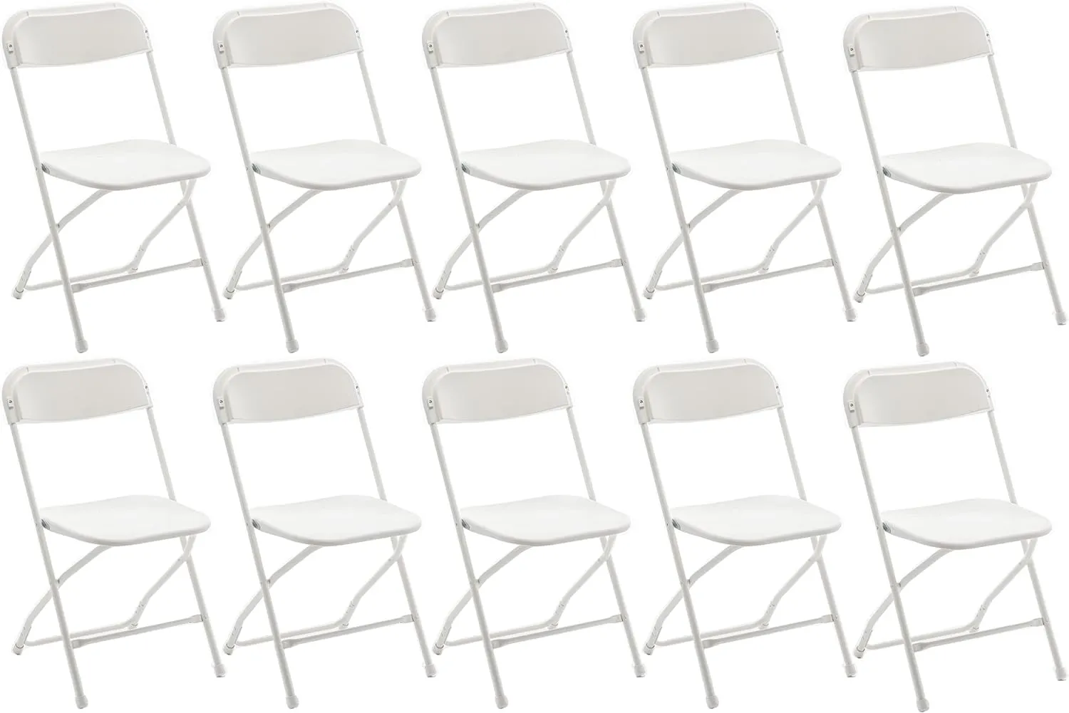 BTEXPERT Set of 10, White Plastic Folding Chairs Steel Frame Commercial 650LB High Weight Capacity Event Chair Lightweight for Office Wedding Party Picnic Kitchen Dining Church School - 10
