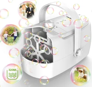 Bubble Machine Durable Automatic Bubble Blower, 18000  Big Bubbles Per Minute Bubbles for Kids Toddlers Bubble Maker Operated by Plugin or Batteries Bubble Toys for Indoor Outdoor Birthday Party