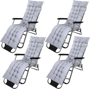 Bucherry 67 x 19 Inch Chaise Lounge Cushions Soft Lounge Chair Cushion Gravity Chair Cushion Sofa Lawn Furniture Cushion Pad with 6 Tie for Outdoor Indoor Patio Home Without Headrest (Gray,4 Pcs)