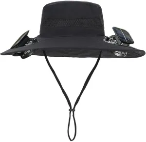 Bucket Hat with 2 Solar Power Fans for Men Women UPF 50  Outdoor Wide Brim Fishing Hat Removable & USB Charging Fan Hat