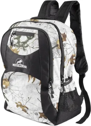 Camo Backpack in Licensed Realtree Prints, Lightweight and Durable Backpack, Hiking and Hunting with YKK Zipper (Xtra Snow/Black)