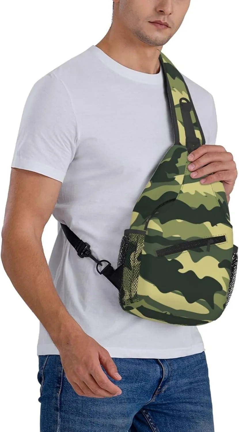 Camo Crossbody Sling Backpack Sling Bag Adjustable Chest Shoulder Daypack For Women Men