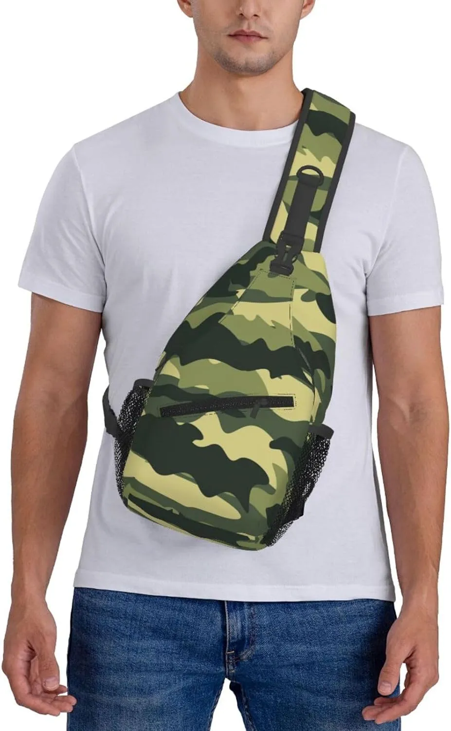 Camo Crossbody Sling Backpack Sling Bag Adjustable Chest Shoulder Daypack For Women Men